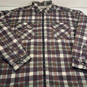 Wilderness Sherpa Lined Flannel Shirt Jacket Men XL Full Zip Plaid Outdoors Gorp